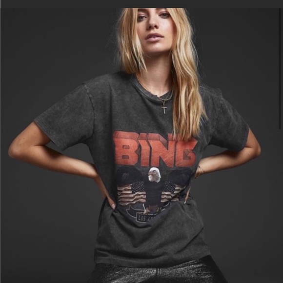 Anine Bing Tops - Anine Bing Vintage Eagle Tee - black